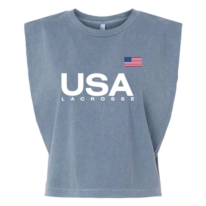 Big Usa Lacrosse Flag Gift Garment-Dyed Women's Muscle Tee