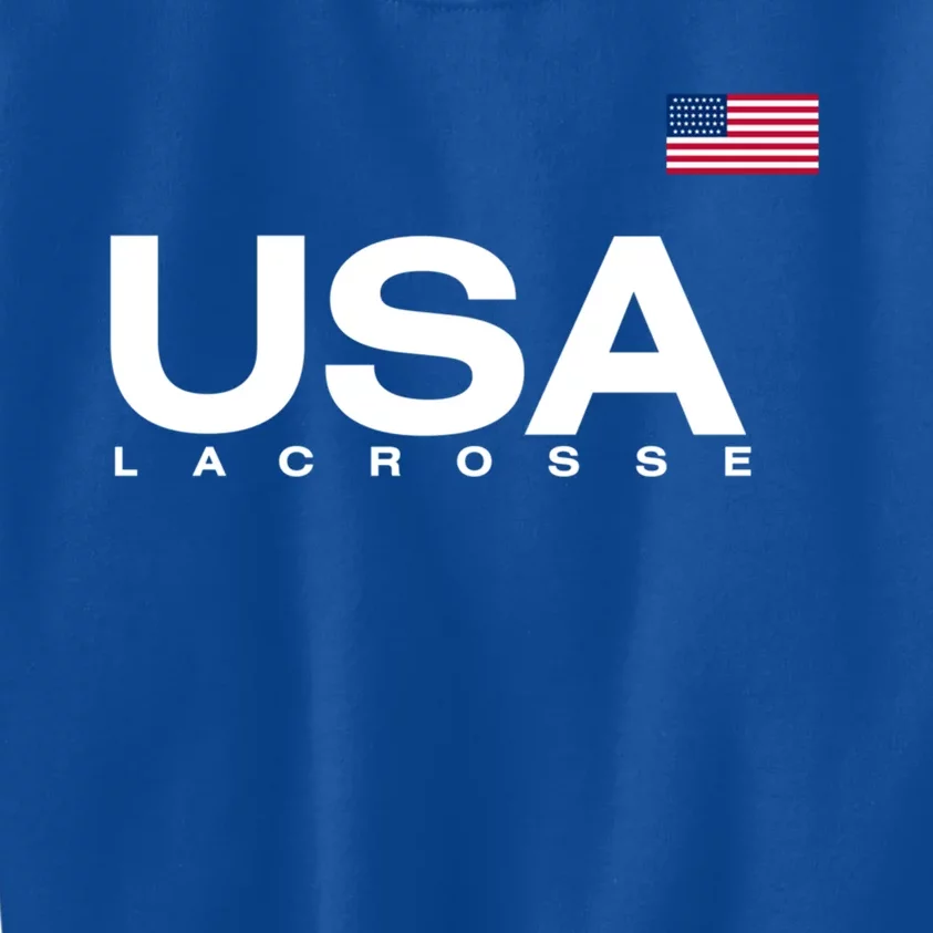 Big Usa Lacrosse Flag Gift Kids Sweatshirt