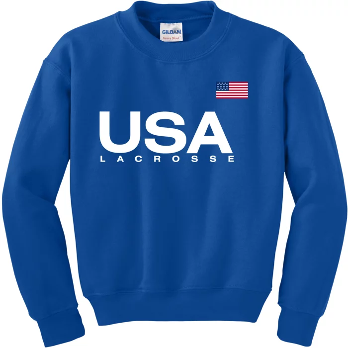 Big Usa Lacrosse Flag Gift Kids Sweatshirt