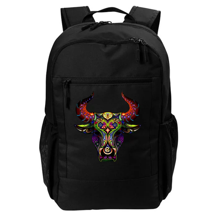 Bull Silhouette Head and Horns Daily Commute Backpack