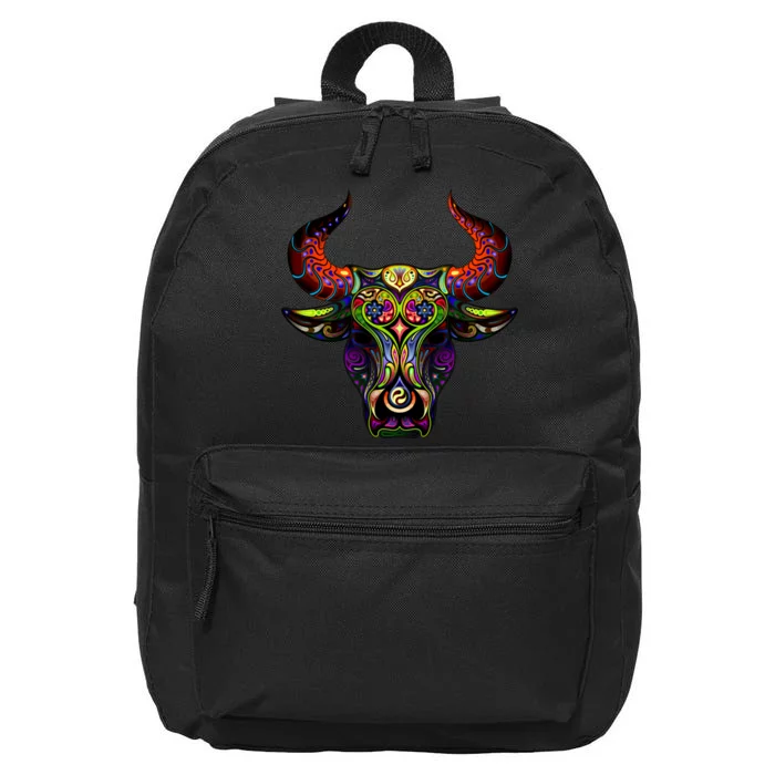 Bull Silhouette Head and Horns 16 in Basic Backpack