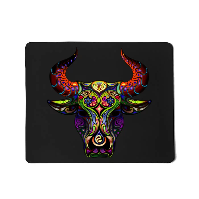 Bull Silhouette Head and Horns Mousepad