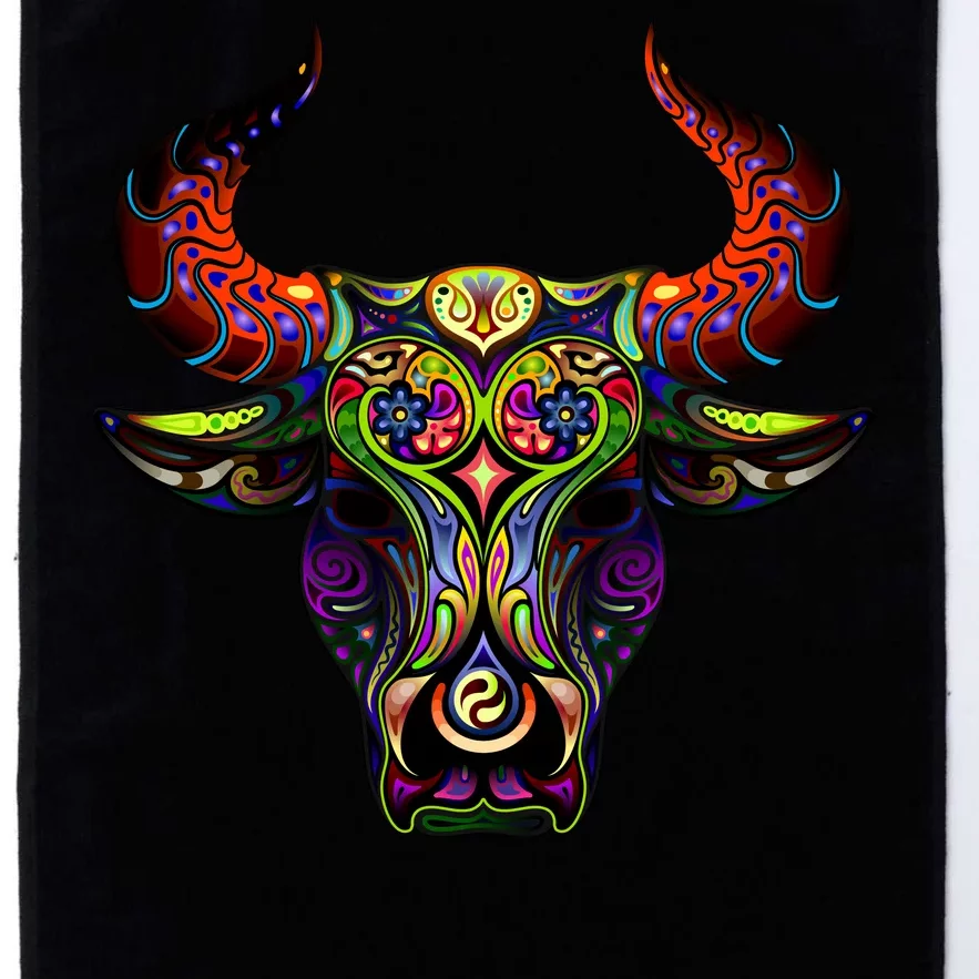 Bull Silhouette Head and Horns Platinum Collection Golf Towel