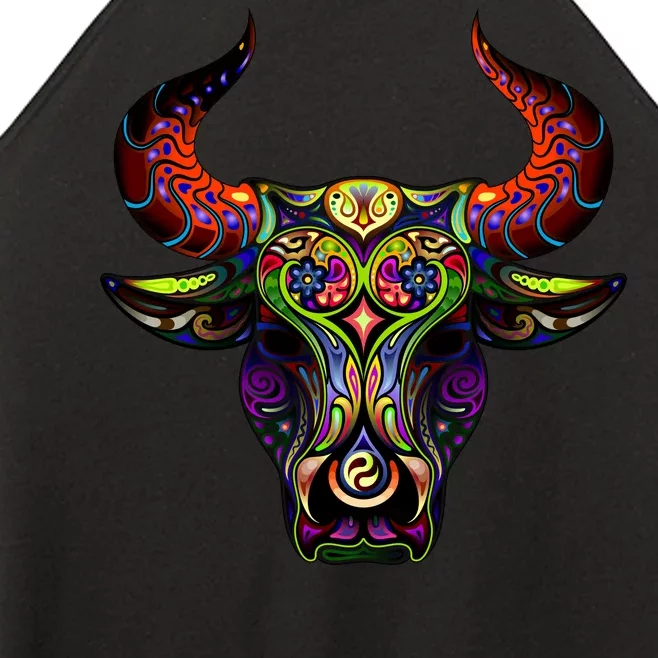 Bull Silhouette Head and Horns Women’s Perfect Tri Rocker Tank