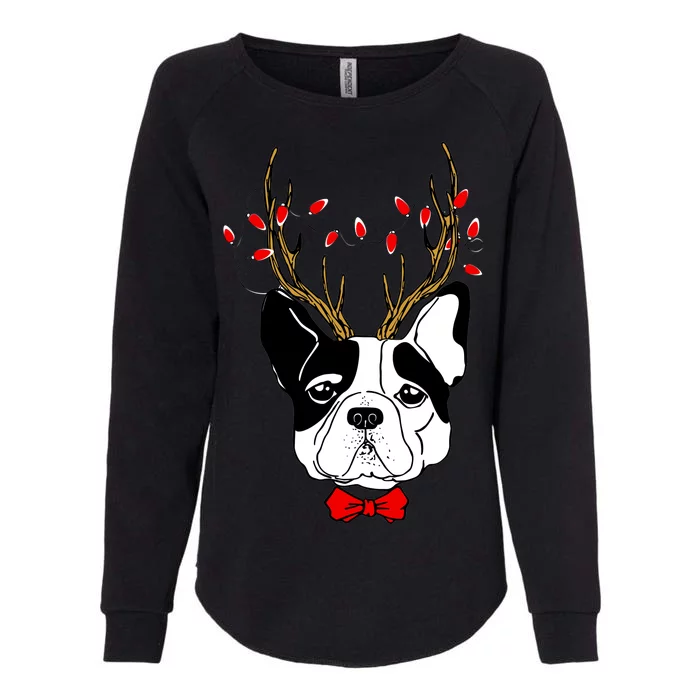 Bulldog Deer Antlers Womens California Wash Sweatshirt