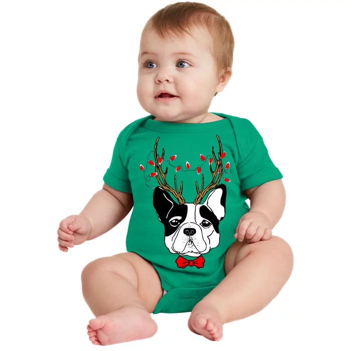 Bulldog Deer Antlers Baby Bodysuit