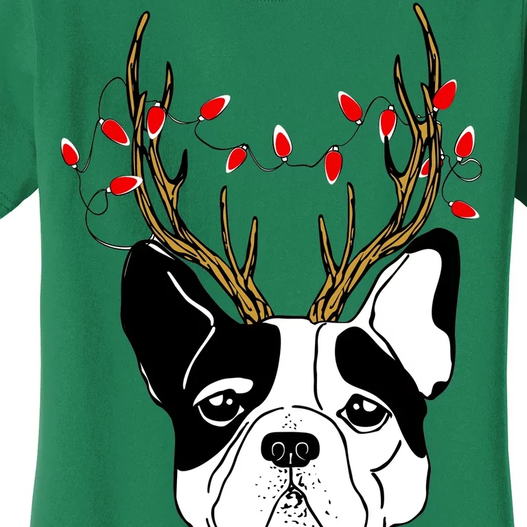 Bulldog Deer Antlers Women's T-Shirt