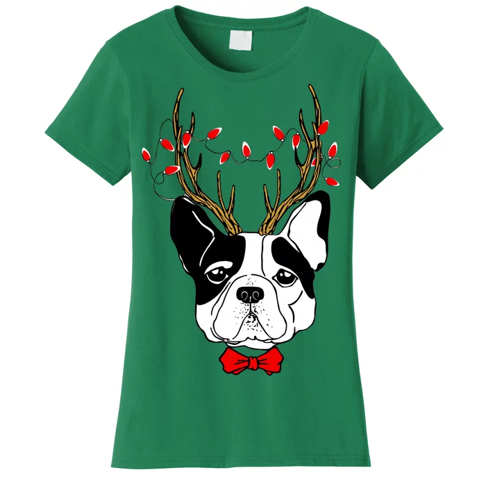 Bulldog Deer Antlers Women's T-Shirt