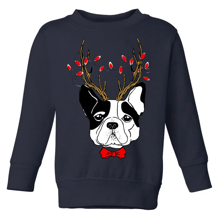 Bulldog Deer Antlers Toddler Sweatshirt