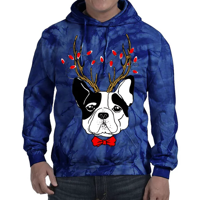 Bulldog Deer Antlers Tie Dye Hoodie