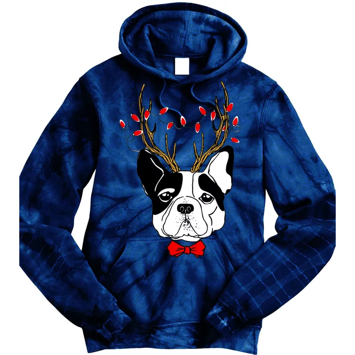 Bulldog Deer Antlers Tie Dye Hoodie