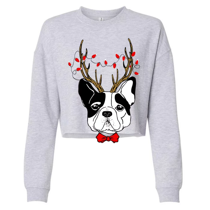 Bulldog Deer Antlers Cropped Pullover Crew