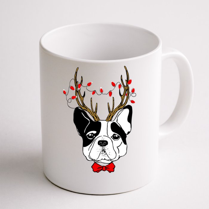 Bulldog Deer Antlers Front & Back Coffee Mug