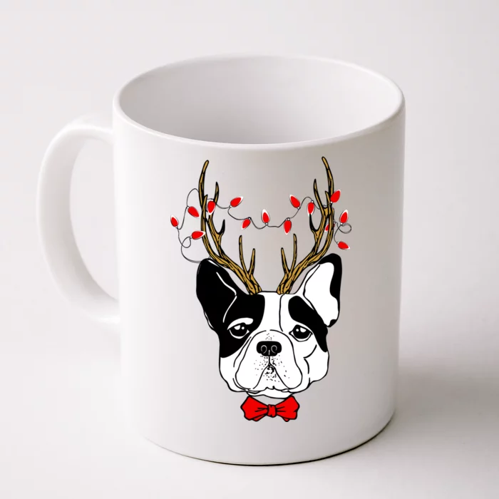 Bulldog Deer Antlers Front & Back Coffee Mug