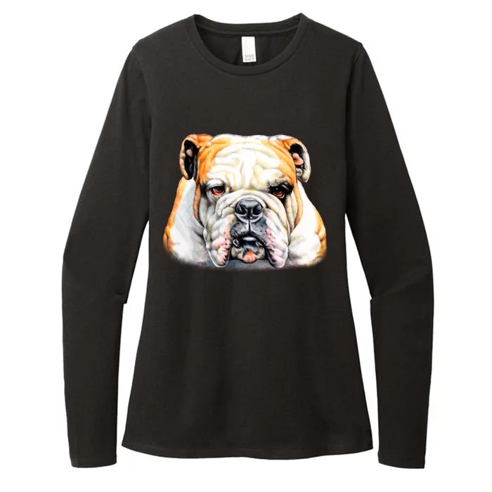 Bulldog Face Front Womens CVC Long Sleeve Shirt