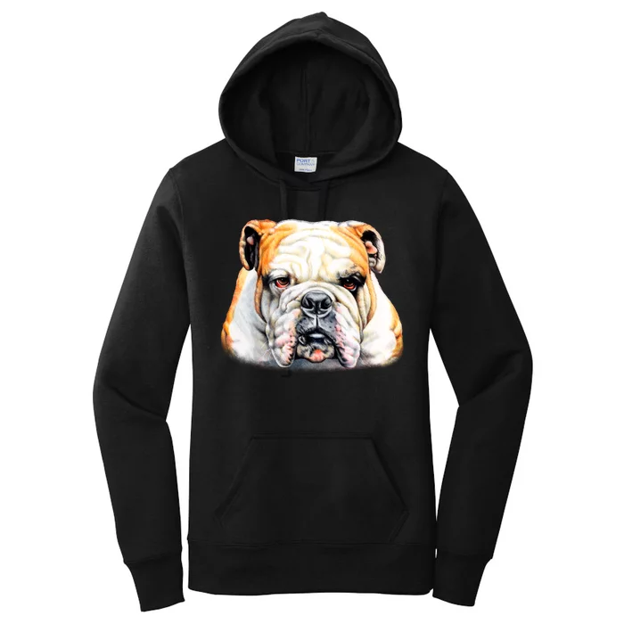 Bulldog Face Front Women's Pullover Hoodie