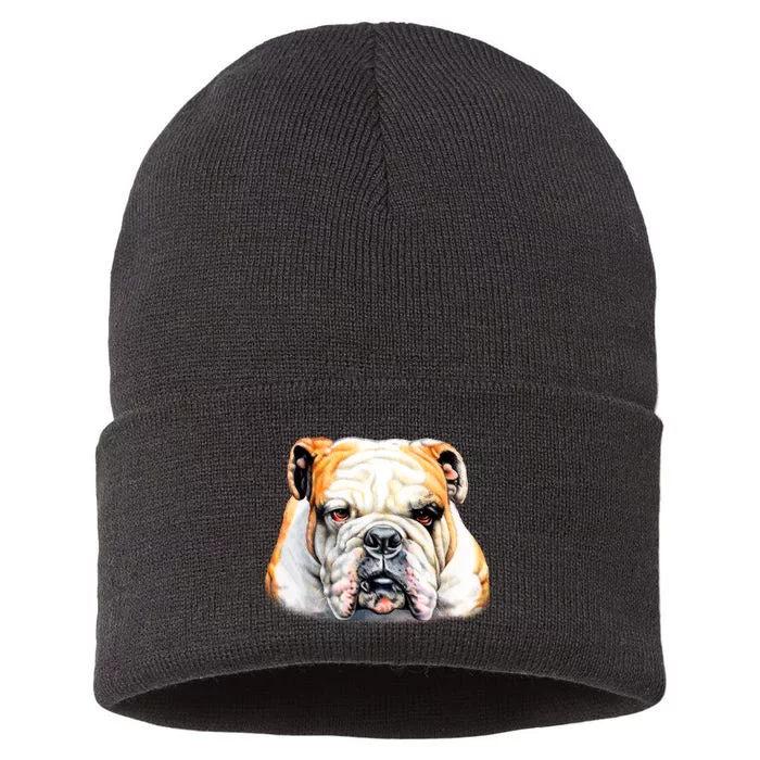 Bulldog Face Front Sustainable Knit Beanie