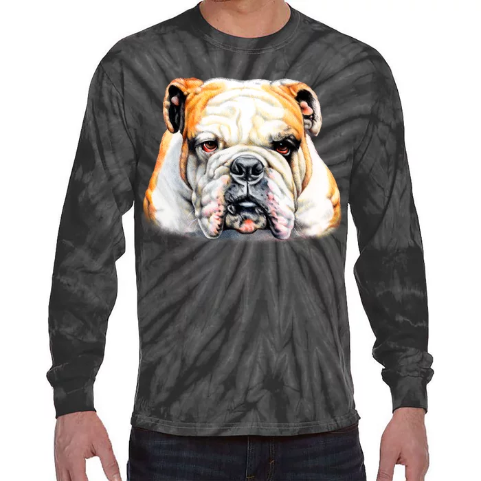 Bulldog Face Front Tie-Dye Long Sleeve Shirt