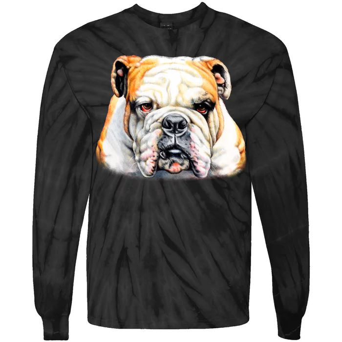 Bulldog Face Front Tie-Dye Long Sleeve Shirt