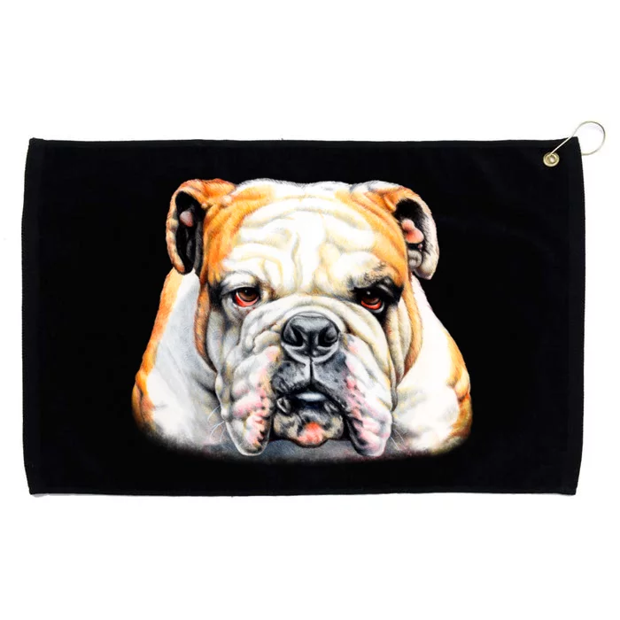 Bulldog Face Front Grommeted Golf Towel