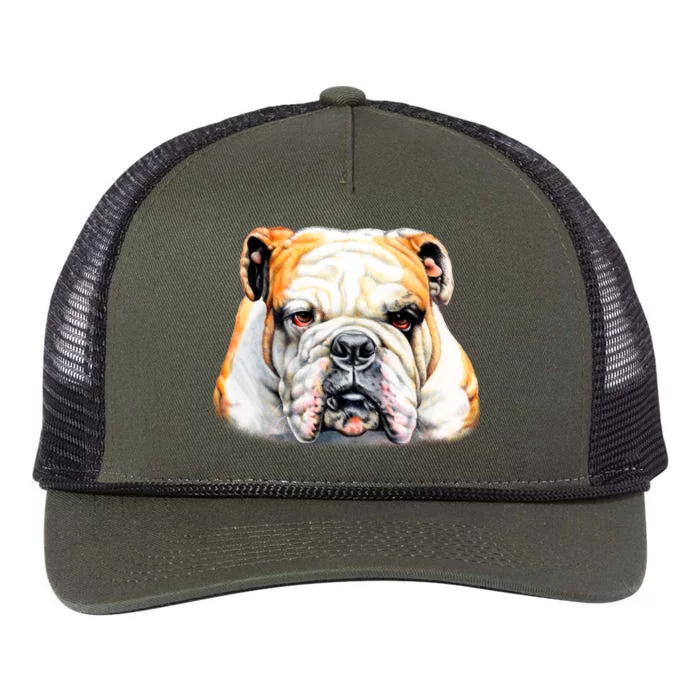 Bulldog Face Front Retro Rope Trucker Hat Cap