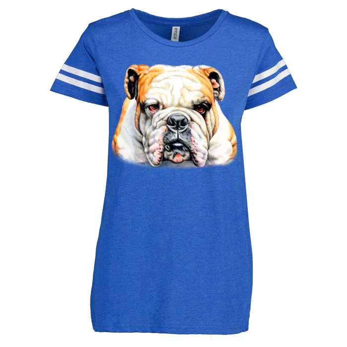 Bulldog Face Front Enza Ladies Jersey Football T-Shirt