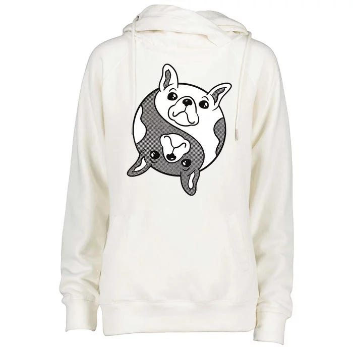 Bulldog Yin Yang Womens Funnel Neck Pullover Hood