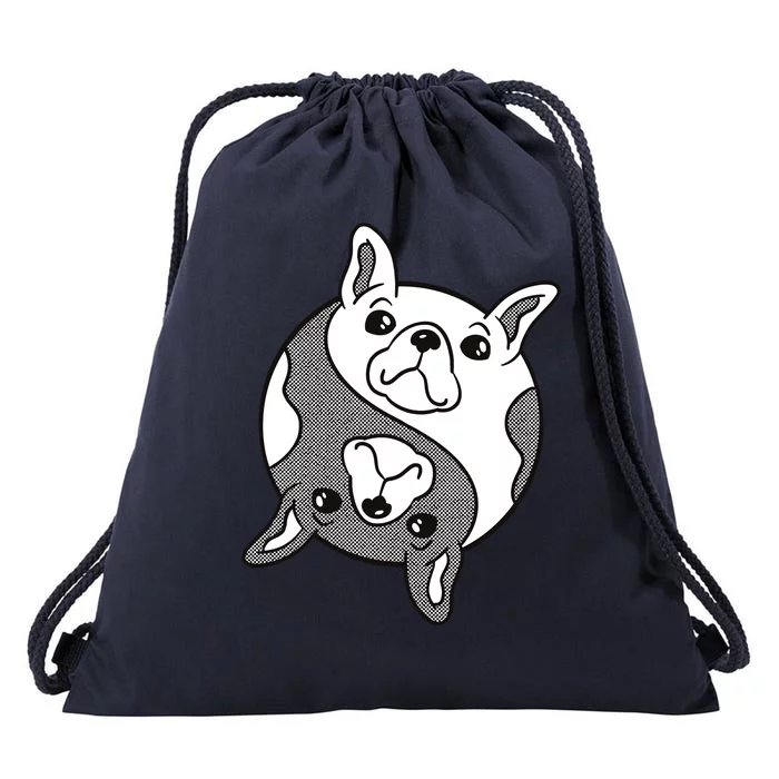 Bulldog Yin Yang Drawstring Bag