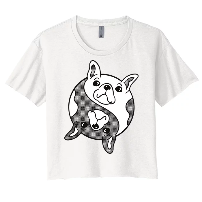 Bulldog Yin Yang Women's Crop Top Tee