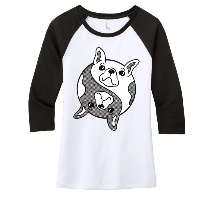 Bulldog Yin Yang Women's Tri-Blend 3/4-Sleeve Raglan Shirt