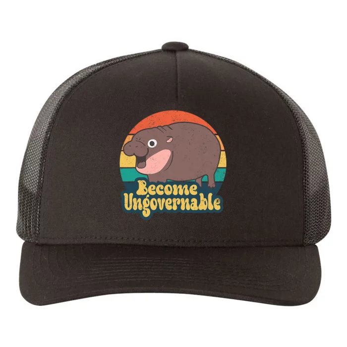 Become Ungovernable Moo Deng Humor Cute Baby Hippo Joke Yupoong Adult 5-Panel Trucker Hat