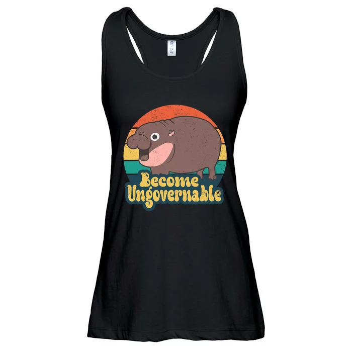 Become Ungovernable Moo Deng Humor Cute Baby Hippo Joke Ladies Essential Flowy Tank