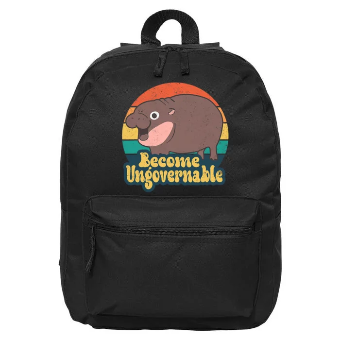 Become Ungovernable Moo Deng Humor Cute Baby Hippo Joke 16 in Basic Backpack