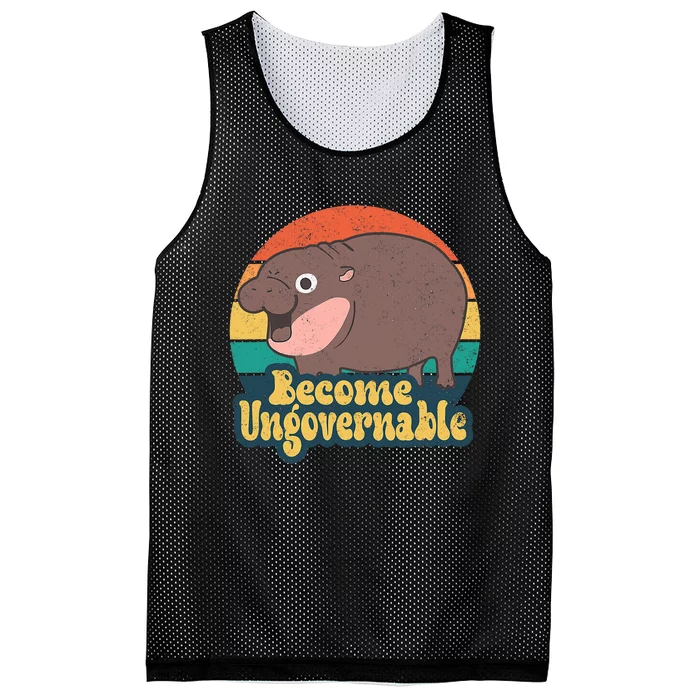 Become Ungovernable Moo Deng Humor Cute Baby Hippo Joke Mesh Reversible Basketball Jersey Tank