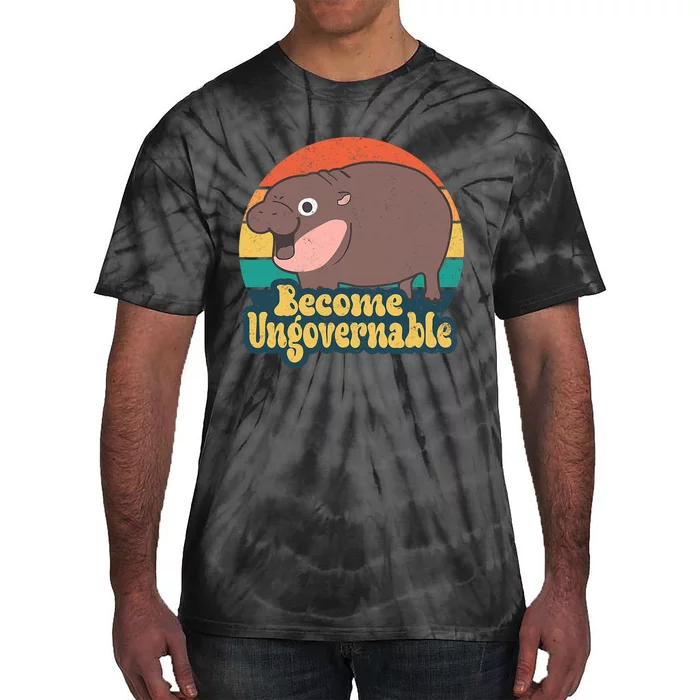 Become Ungovernable Moo Deng Humor Cute Baby Hippo Joke Tie-Dye T-Shirt