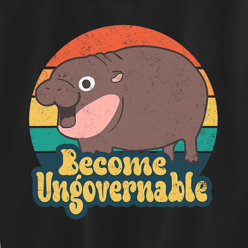 Become Ungovernable Moo Deng Humor Cute Baby Hippo Joke Kids Sweatshirt