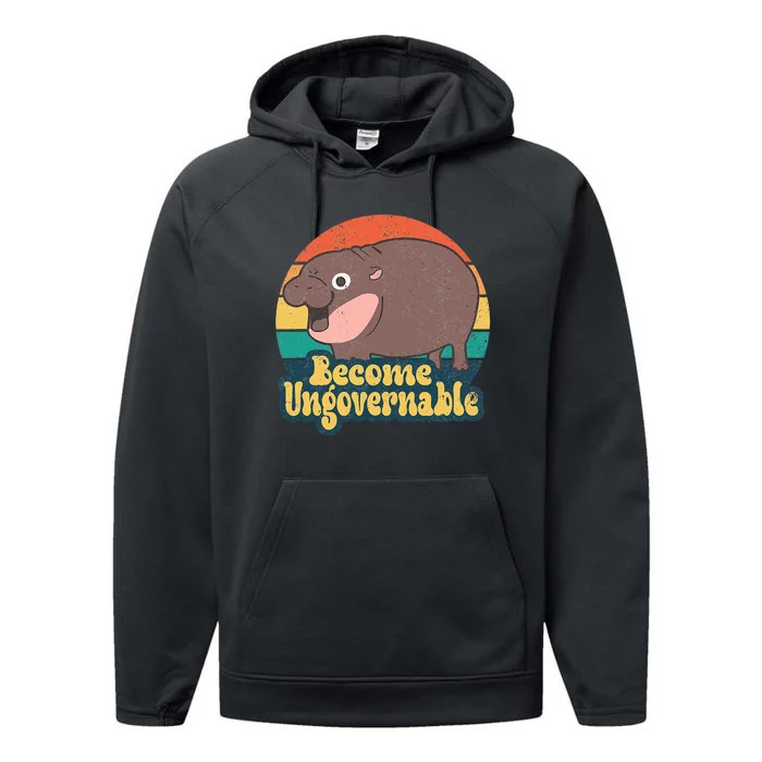 Become Ungovernable Moo Deng Humor Performance Fleece Hoodie