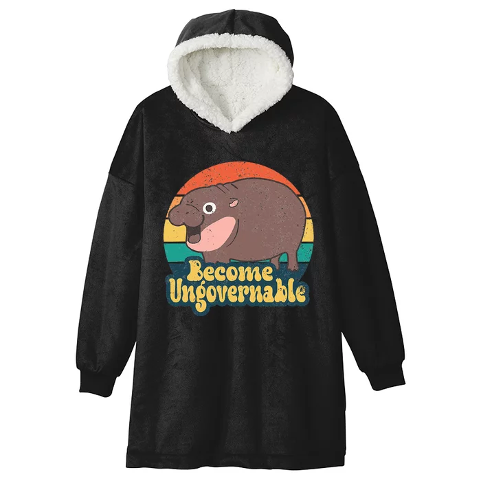 Become Ungovernable Moo Deng Humor Hooded Wearable Blanket