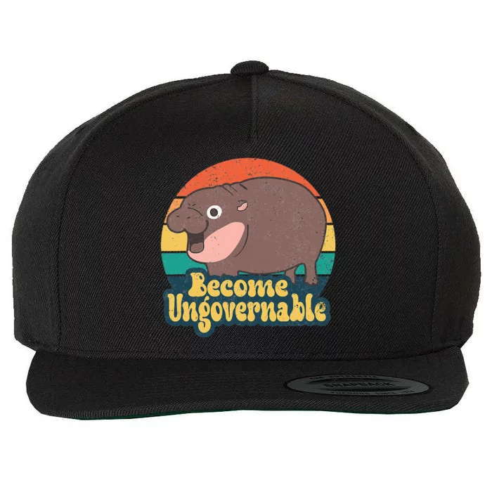 Become Ungovernable Moo Deng Humor Wool Snapback Cap