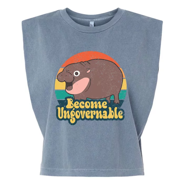 Become Ungovernable Moo Deng Humor Garment-Dyed Women's Muscle Tee