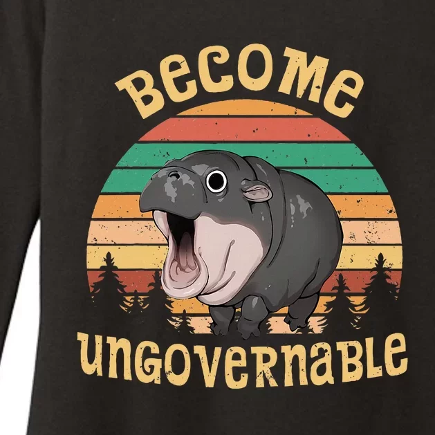 Become Ungovernable Moo Deng Baby Pygmy Hippo Womens CVC Long Sleeve Shirt