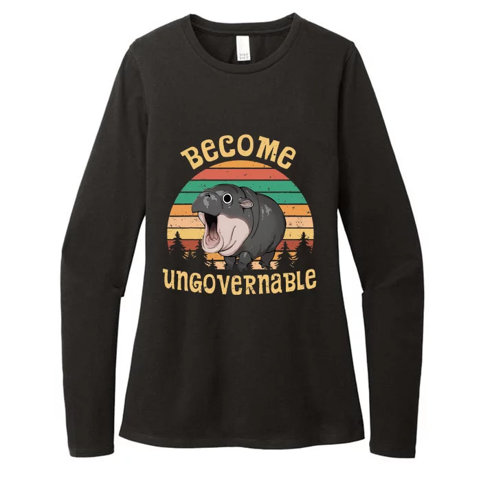 Become Ungovernable Moo Deng Baby Pygmy Hippo Womens CVC Long Sleeve Shirt