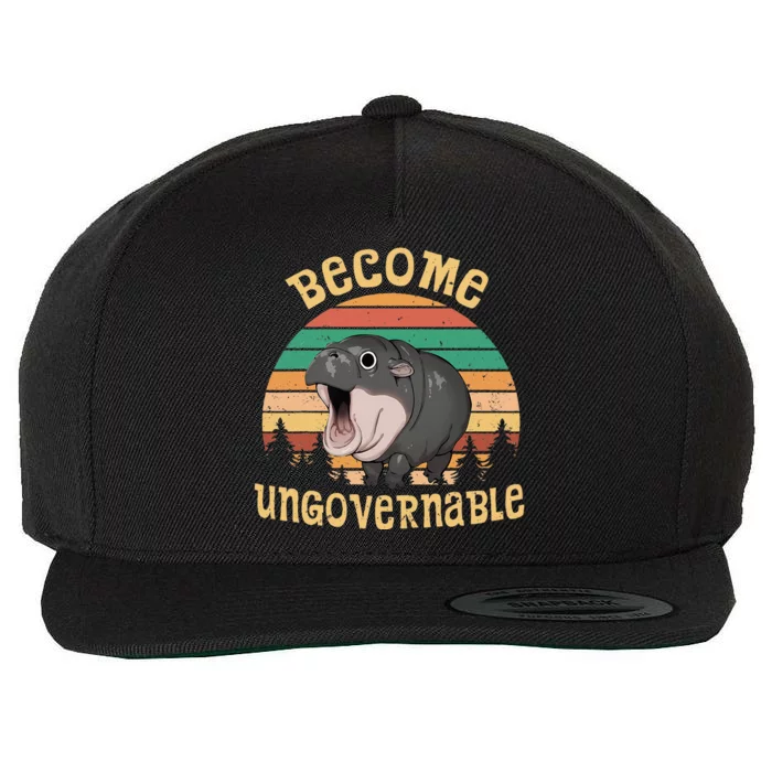 Become Ungovernable Moo Deng Baby Pygmy Hippo Wool Snapback Cap