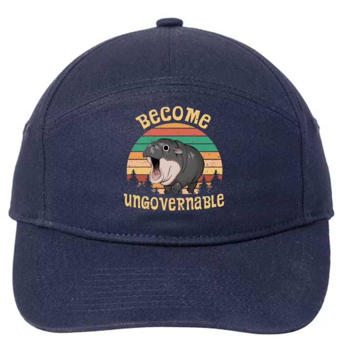 Become Ungovernable Moo Deng Baby Pygmy Hippo 7-Panel Snapback Hat