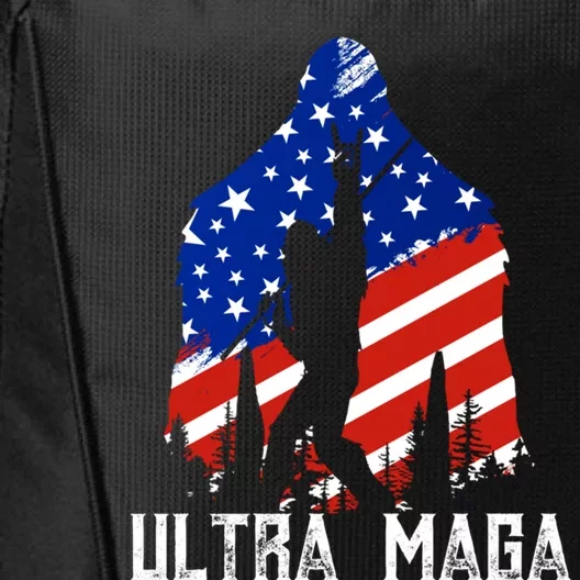 Bigfoot Ultra Maga Usa Flag For Sasquatch Trump Lover 2024 Gift City Backpack