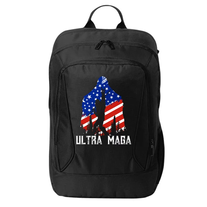 Bigfoot Ultra Maga Usa Flag For Sasquatch Trump Lover 2024 Gift City Backpack