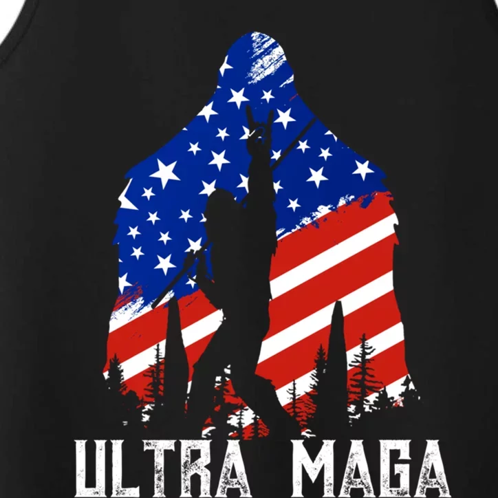 Bigfoot Ultra Maga Usa Flag For Sasquatch Trump Lover 2024 Gift Performance Tank