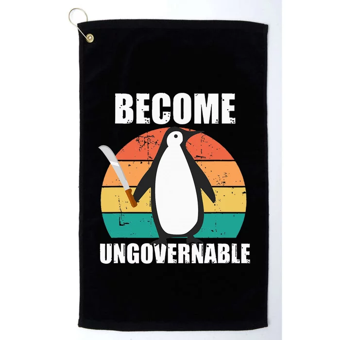 Become Ungovernable Meme Funny Penguin Meme Retro Vintage Platinum Collection Golf Towel