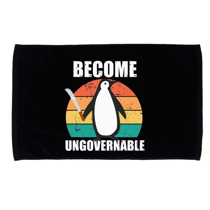 Become Ungovernable Meme Funny Penguin Meme Retro Vintage Microfiber Hand Towel