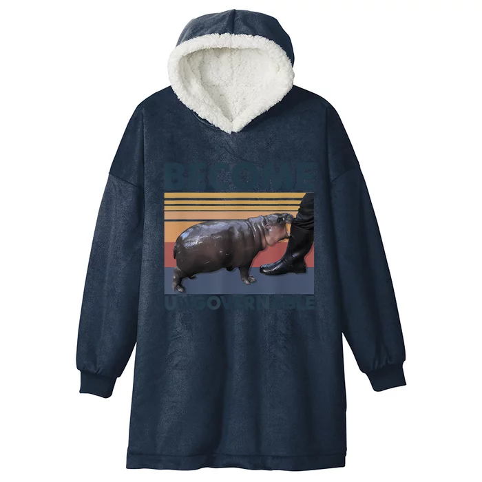 Become Ungovernable Moo Deng Cute Baby Hippo Funny Hippo Hooded Wearable Blanket